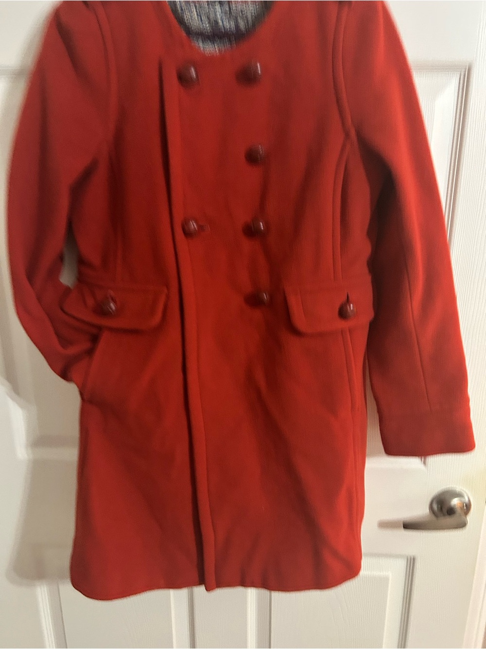 Lands' End Red Double-Breasted Pea Coat